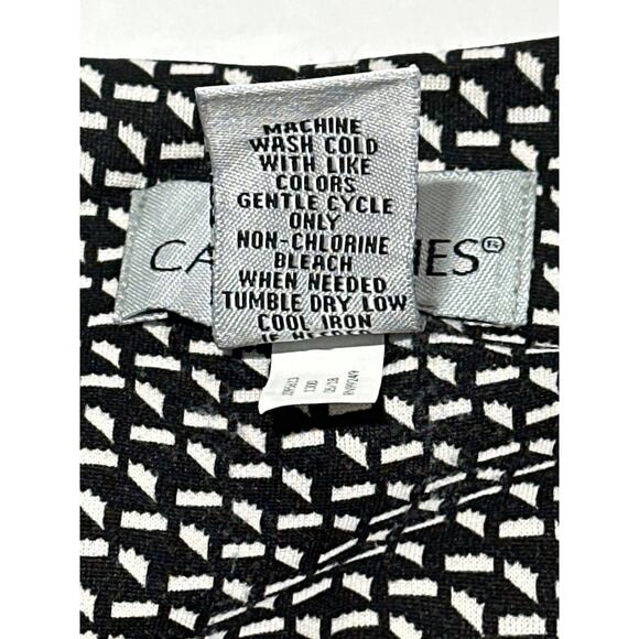 Catherines Plus Size Black White V-Neck Midi Pleated Flowy Dress 1X / 18/20W - Picture 13 of 13